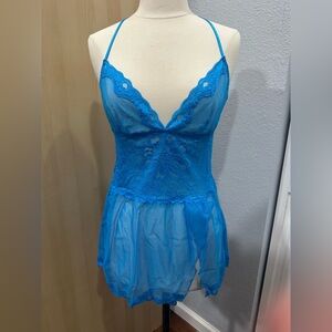 Victorias Secret Sexy Strappy Mesh Lace V-neck Slit Fairy Lingerie Chemise Dress